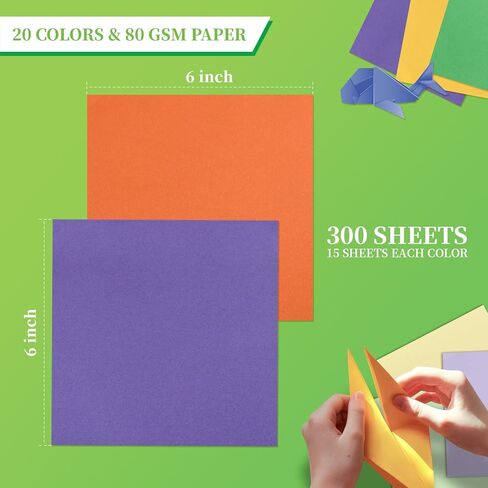 Granhoolm 300 Sheets Origami Paper, 20 Colors Origami Paper 7x7 inch,Double Sided Color Oragami Papers for Paper Artists,Craft Enthusiasts,DIY Arts Crafts in Saudi Arabia