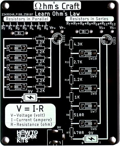 Ohm’s Craft – DIY Educational Soldering Kit | Demonstrate Series & Parallel Resistor Networks | STEM Learning Board with LED Feedback & Test Points for Teens & Hobbyists in Saudi Arabia