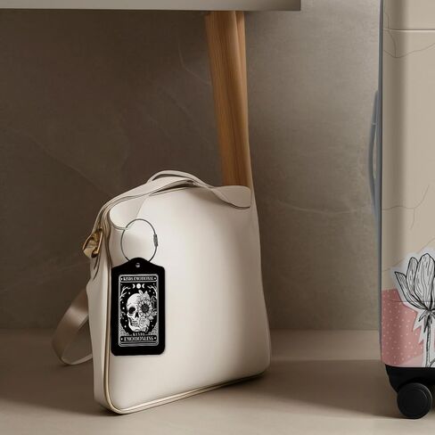Stay Positive Luggage Tags for Suitcases,Funny Skull 2 Pack Baggage Tag Label with Steel Loop,Vintage Black Handbag School Bag Backpack Traveling Accessories in Saudi Arabia