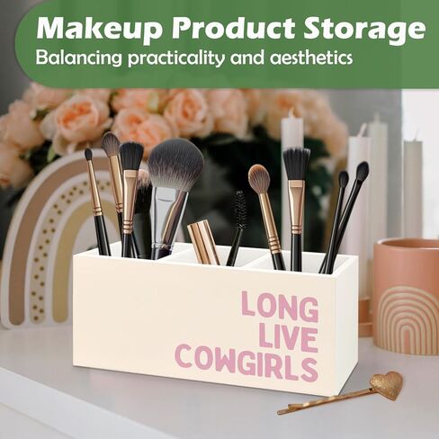 Pink Western Cowgirl Decor Wooden Pen Pencil Holder, Cowgirl Gifts for Women Girls, Western Office School Supplies, Long Live Cowgirls Wooden Makeup Brush Toothbrush Holder Organizer in Saudi Arabia