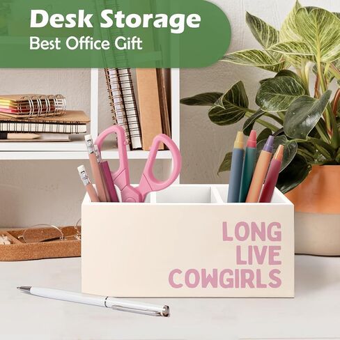 Pink Western Cowgirl Decor Wooden Pen Pencil Holder, Cowgirl Gifts for Women Girls, Western Office School Supplies, Long Live Cowgirls Wooden Makeup Brush Toothbrush Holder Organizer in Saudi Arabia