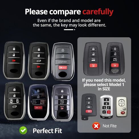 for Toyota Key Fob Cover.No Screws Required for Installation. for 2025 Camry,RAV4,2021-2025 Venza,Sienna, 2019-2025 Land Cruiser,Fortuner,Mirai, 2023-2025 Highlander,Prius,Collora (Black, Model-2) in Saudi Arabia