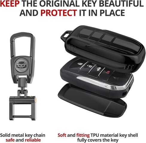 for Toyota Key Fob Cover.No Screws Required for Installation. for 2025 Camry,RAV4,2021-2025 Venza,Sienna, 2019-2025 Land Cruiser,Fortuner,Mirai, 2023-2025 Highlander,Prius,Collora (Black, Model-2) in Saudi Arabia