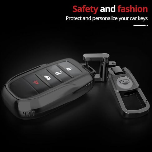 for Toyota Key Fob Cover.No Screws Required for Installation. for 2025 Camry,RAV4,2021-2025 Venza,Sienna, 2019-2025 Land Cruiser,Fortuner,Mirai, 2023-2025 Highlander,Prius,Collora (Black, Model-2) in Saudi Arabia