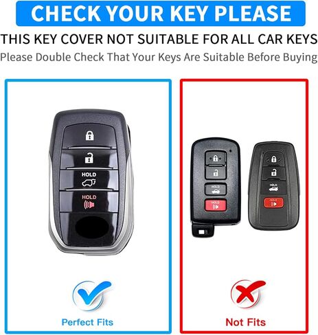 QBUC لسيارة Toyota Tundra غطاء مفتاح من الجلد الأصلي، واقي حامل مفاتيح بـ 4 أزرار لسيارة Toyota 2021-2025 Land Cruiser Venza RAV4 Corolla Sequoia Sienna Crown Tacoma TRD Corolla SE Camry XSE (أسود) in Kuwait