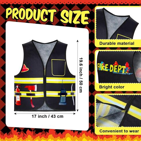 Xtinmee 2 Piece Fireman Costume Set for Kids, Firefighter Role Play Party Supplies, Pretend Fire Fighter Outfit for Birthday in Saudi Arabia