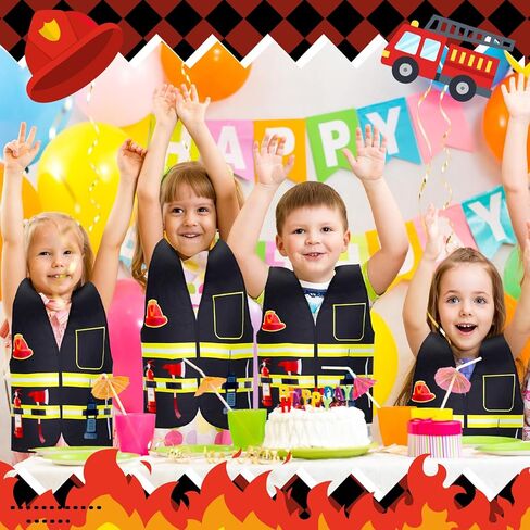 Xtinmee 2 Piece Fireman Costume Set for Kids, Firefighter Role Play Party Supplies, Pretend Fire Fighter Outfit for Birthday in Saudi Arabia
