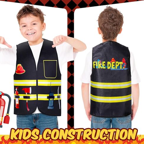 Xtinmee 2 Piece Fireman Costume Set for Kids, Firefighter Role Play Party Supplies, Pretend Fire Fighter Outfit for Birthday in Saudi Arabia