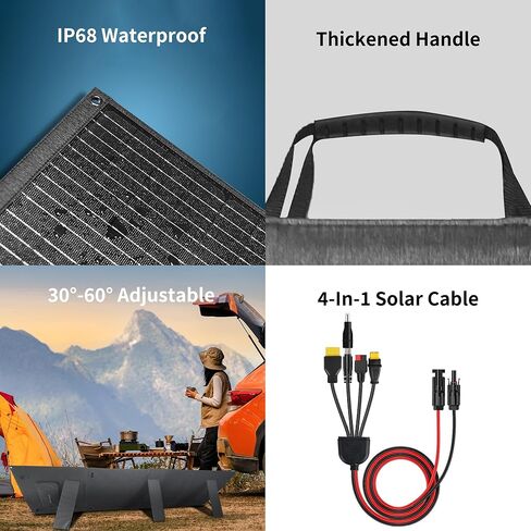400W Portable Solar Panel for Power Station Generator,400 Watt Foldable Solar Panel Charger with MC4 Output,3-in-1 DC Connector,23.5% High Efficiency for Outdoor Camping RV Travel (400W) in Saudi Arabia