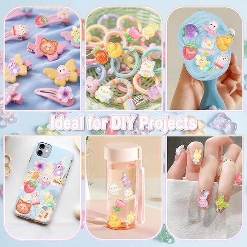 120 قطعة من سحر الوحل مجموعة لطيفة بألوان مختلطة من الراتنج المسطح زينة كاواي للحرف اليدوية مجموعة متنوعة من الزينة لحالات الهاتف غير المرغوب فيها وديكورات القصاصات in Saudi Arabia