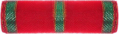 baotongle Deco Mesh Roll Mesh Plastic Mesh Roll Mesh Ribbon Glitter Metallic Wrapping Ribbon for Tree Door DIY Project Wreaths Party Decorations Wrapping Craft(Red and Green, 10inchesx10Yard) in Saudi Arabia