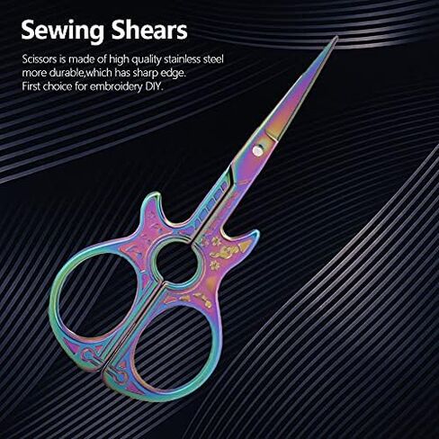 Vintage Guitar Shaped Sewing Scissors, 4.5in Antique Style Portable Stainless Steel Sharp Retro Scissors, for Embroidery, Cross Stitch, DIY Crafting in Saudi Arabia