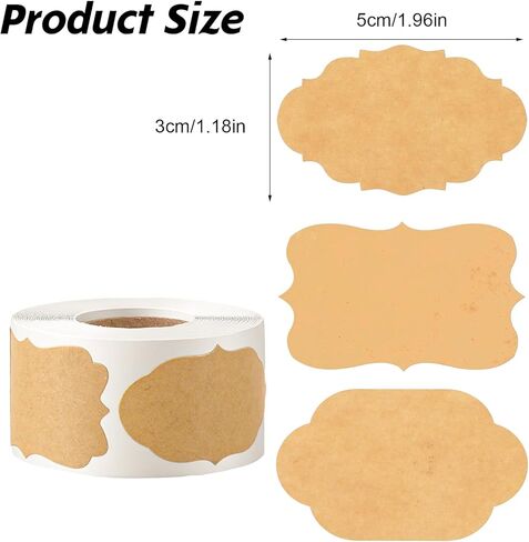 500PCS Natural Kraftpaper Label Stickers, 1.18" X 1.96" Self Adhesive Blank Stickers, Canning Labels for Mason Jars Holiday Christmas Gift Tags Craft Decorations Envelope Labels in Saudi Arabia