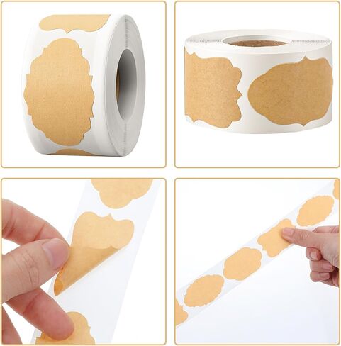 500PCS Natural Kraftpaper Label Stickers, 1.18" X 1.96" Self Adhesive Blank Stickers, Canning Labels for Mason Jars Holiday Christmas Gift Tags Craft Decorations Envelope Labels in Saudi Arabia