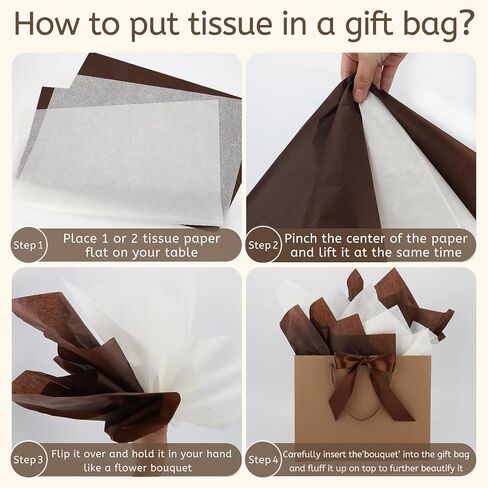 Brown Gift Bags with Handles and Ribbons - 10Pcs Gift Bag with 10 Tissue Paper 10 Greeting Cards, Welcome Gifts Thank You Bags for Birthday, Wedding, Mothers Day, Baby Shower, Bridal Shower, Party (12.6''x9.8''x4'') in Saudi Arabia