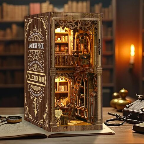 3D Wooden Puzzle Gift for Adults & Teens: Tiny House Book Nook DIY Miniature Dollhouse Model Kit with LED Lighting in Saudi Arabia
