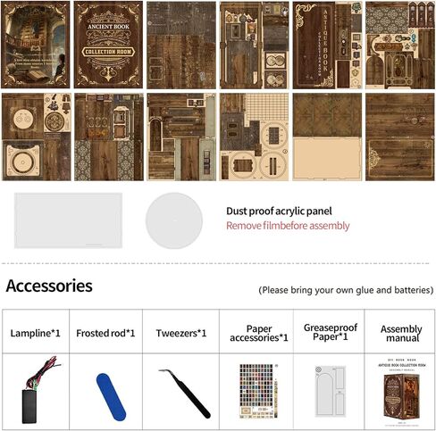3D Wooden Puzzle Gift for Adults & Teens: Tiny House Book Nook DIY Miniature Dollhouse Model Kit with LED Lighting in Saudi Arabia