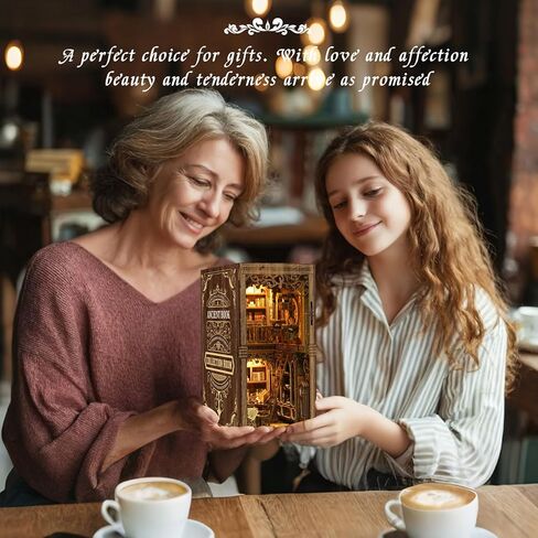 3D Wooden Puzzle Gift for Adults & Teens: Tiny House Book Nook DIY Miniature Dollhouse Model Kit with LED Lighting in Saudi Arabia