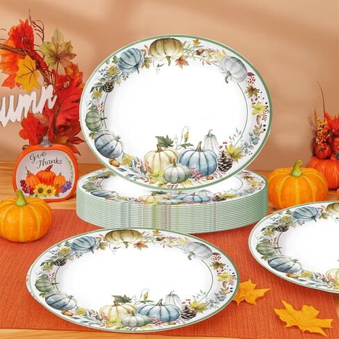 50PCS Christmas Paper Plates, 11" x 9" Large Oval Disposable Snowflake Plates for Holiday Wedding Birthday Christmas Party Decorations, Serves 50 in Saudi Arabia