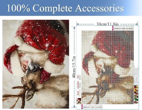 jfyhab 5d عيد الميلاد الماس مجموعات الفن للبالغين، سانتا كلوز وغزاله الصغير مجموعات الطلاء الماس، diy جولة الحفر الكامل النقاط الماس جوهرة الفن اللوحة لديكور جدار المنزل 12 × 16 بوصة in Saudi Arabia