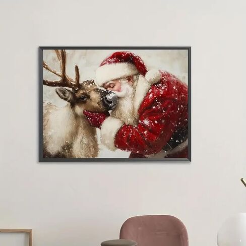 jfyhab 5d عيد الميلاد الماس مجموعات الفن للبالغين، سانتا كلوز وغزاله الصغير مجموعات الطلاء الماس، diy جولة الحفر الكامل النقاط الماس جوهرة الفن اللوحة لديكور جدار المنزل 12 × 16 بوصة in Saudi Arabia