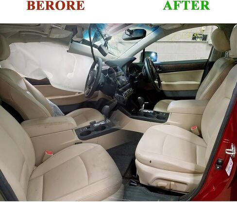 غطاء مقعد جلدي من الألياف الدقيقة المثقبة للسائق من SecosAutoparts بلون عاجي تان متوافق مع Subaru Outback 2015 2016 2017 in Saudi Arabia