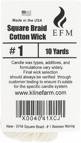 EFM Square Braid Cotton Candle Wick - #1 Beeswax Wicking in Saudi Arabia