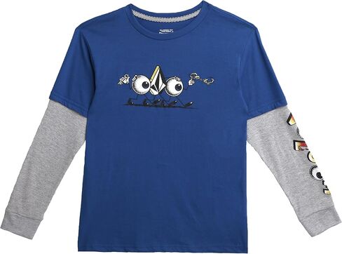 قميص Volcom للأولاد Two-Fer - قميص بلوفر بياقة دائرية وأكمام طويلة - تي شيرت برسومات شعار أنيق للأولاد (الحجم: 8-20) in Kuwait