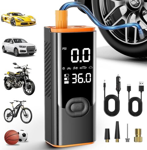 Tire Inflator Portable Air Compressor 25000mAh & 3X Faster Cordless Tire Pump for Car,Air Pump 180PSI for Car Motorcycle Bicycle and More with Tire Pressure Gauge in Saudi Arabia