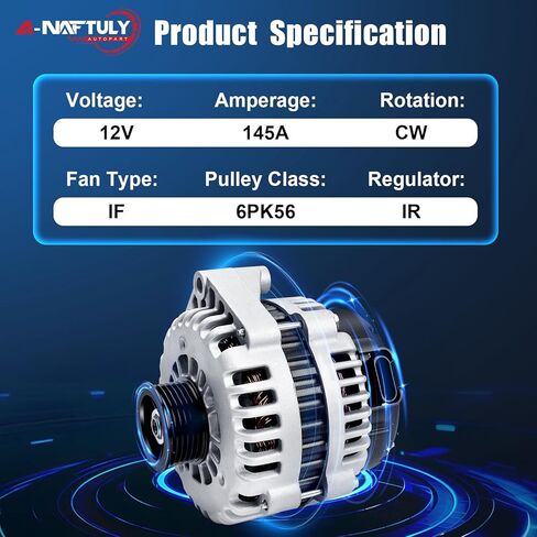 Alternator Fits for 1999-2005 Chevy Silverado 1500 2500 3500 Tahoe Avalanche Express GMC Sierra Yukon Savana Envoy, 4.3 5.3 6.0 8.1L, High Output Alternator, 145A, Replace# 40012204 ADR0290 in Saudi Arabia