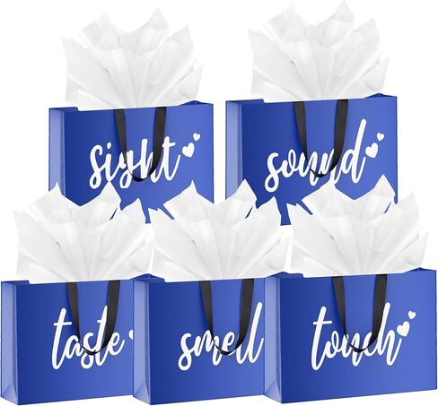 YIXAXKAO 5 Senses Gift Bags Five Senses Gift Bags with Tissue Paper Kraft Paper Bag with Ribbon Handles for Anniversary, Valentine's Day, Birthday for Him Husband Boyfriend (Red black) in Saudi Arabia