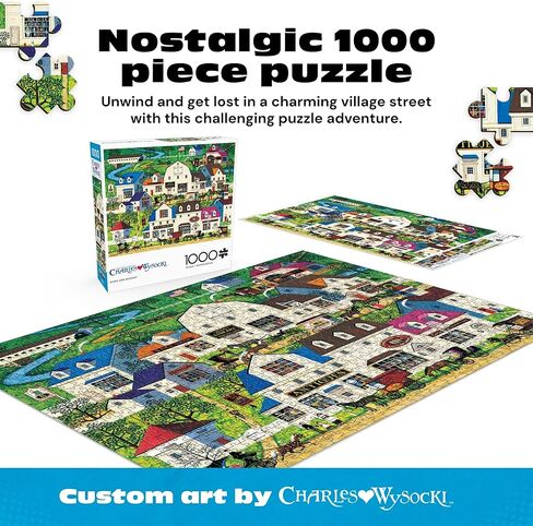 Buffalo Games - Charles Wysocki - Shops and Buggies - أحجية الصور المقطوعة 1000 قطعة للبالغين، ألغاز صعبة مثالية ليالي الألعاب - حجم اللغز النهائي هو 26.75 × 19.75 in Saudi Arabia