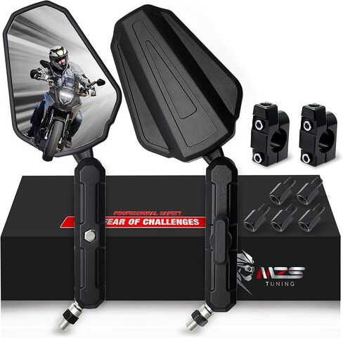 MZS Racing Motorcycle Mirrors, Rear View Side Fairing Mirror Black Compatible with ZX6R ZX-6R ZX636 2013-2022 | EX300 ABS 2013-2018 | EX400/EX650 2018-2023 | CBR650R 2019-2023 | FZ6R 2009-2017 in Saudi Arabia