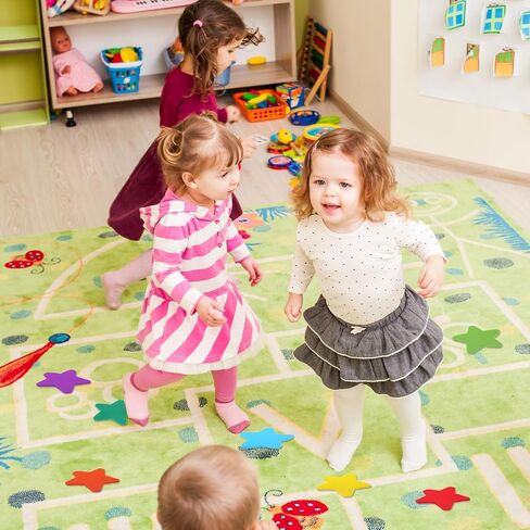 45PCS Carpet Spots for Classroom,Pentagram Carpet Dots for Classroom, 4 in Carpets Stickers, Used in Classrooms, Gyms, Houses, Offices and Various Places During Gameplay, 9 Colors in Saudi Arabia