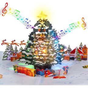 XTF2015 Christmas Greeting Cards Christmas Gift 3D Pop Up Christmas Gift Card with Musical & Christmas Home Animated Lights, Plays 3 Christmas Melody with Matching Flashing Lights in Kuwait