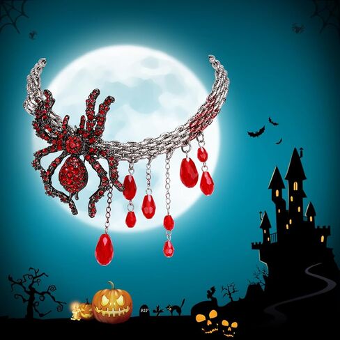 EVER FAITH Antique-Gold-Tone Austrian Crystal Vintage Inspired Halloween Spider Pendant Necklace in Saudi Arabia