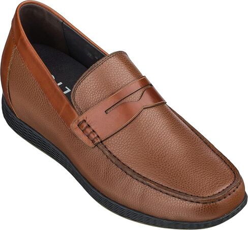 CALTO Men's Invisible Height Increasing Elevator Shoes - Premium Leather Slip-on Lightweight Casual Loafers - 2.4 Inches Taller in Saudi Arabia