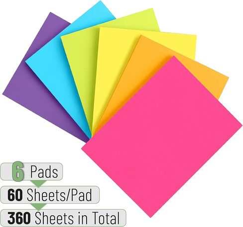 Mr. Pen Sticky Notes, 3'x4', 6 Pads, Multicolor, 360 Sheets, Reusable Without Residue in Saudi Arabia