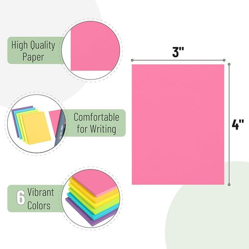 Mr. Pen Sticky Notes, 3'x4', 6 Pads, Multicolor, 360 Sheets, Reusable Without Residue in Saudi Arabia