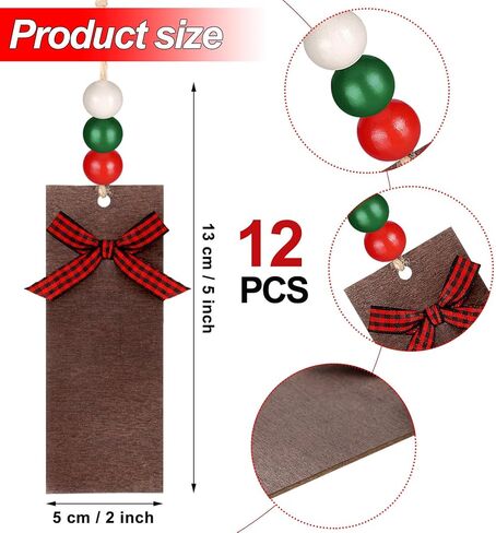 Blulu 12 Pcs Christmas Stocking Name Tags Farmhouse Unfinished Blank Wood Stocking Hanging Tags(Red and Black) in Saudi Arabia