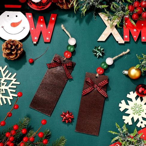 Blulu 12 Pcs Christmas Stocking Name Tags Farmhouse Unfinished Blank Wood Stocking Hanging Tags(Red and Black) in Saudi Arabia