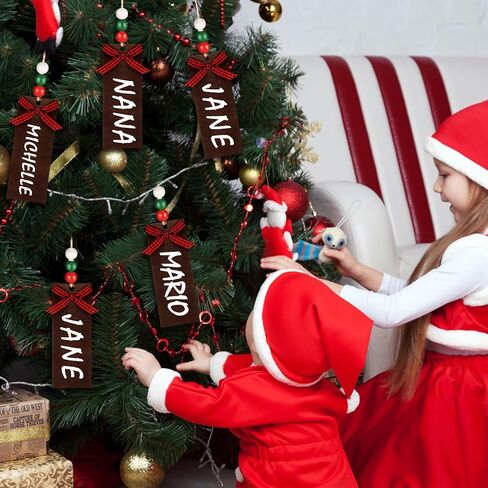 Blulu 12 Pcs Christmas Stocking Name Tags Farmhouse Unfinished Blank Wood Stocking Hanging Tags(Red and Black) in Saudi Arabia