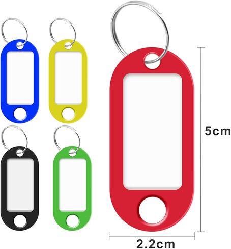 50 Pack Key Tags, Key Labels, Writable Plastic Tags, with Split Ring Label Window, for Pets, Luggage in Saudi Arabia