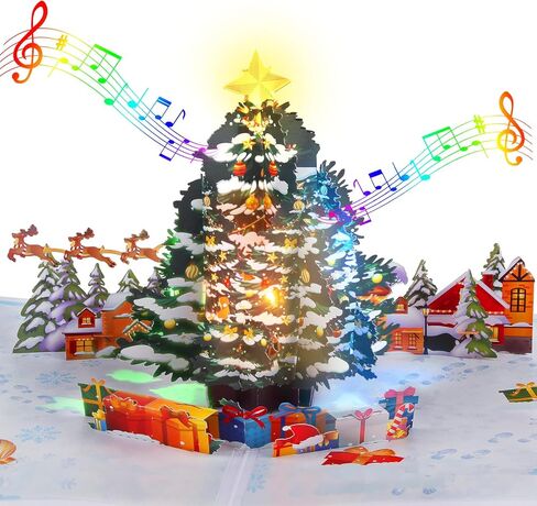 XTF2015 Christmas Greeting Cards Christmas Gift 3D Pop Up Christmas Gift Card with Musical & Christmas Home Animated Lights, Plays 3 Christmas Melody with Matching Flashing Lights in Kuwait