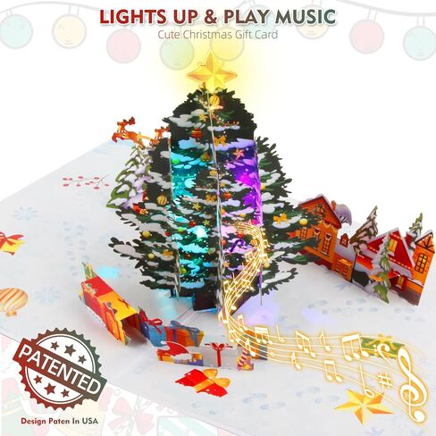 XTF2015 Christmas Greeting Cards Christmas Gift 3D Pop Up Christmas Gift Card with Musical & Christmas Home Animated Lights, Plays 3 Christmas Melody with Matching Flashing Lights in Kuwait