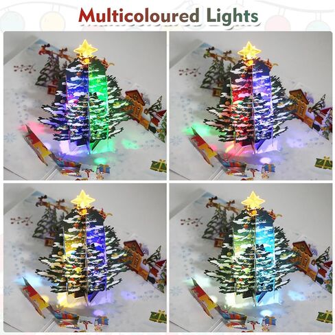 XTF2015 Christmas Greeting Cards Christmas Gift 3D Pop Up Christmas Gift Card with Musical & Christmas Home Animated Lights, Plays 3 Christmas Melody with Matching Flashing Lights in Kuwait