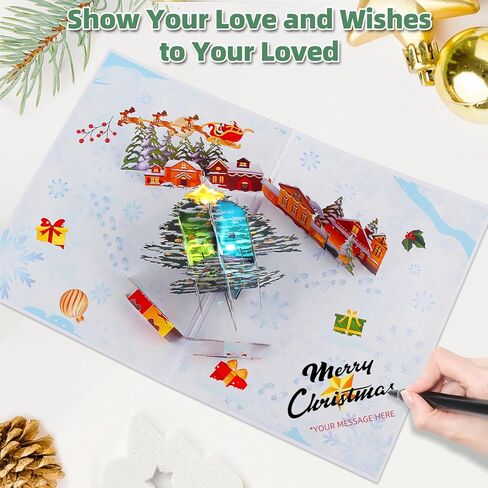 XTF2015 Christmas Greeting Cards Christmas Gift 3D Pop Up Christmas Gift Card with Musical & Christmas Home Animated Lights, Plays 3 Christmas Melody with Matching Flashing Lights in Kuwait
