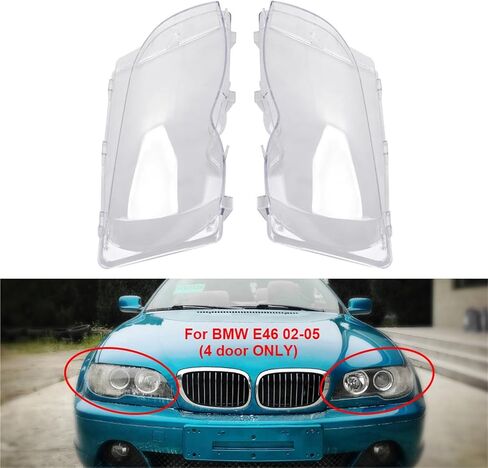 Compatible For BMW E46 Serie 3 4Door 2002-2005 Car Headlight Covers Lampshade Headlamp Shell Guards Housing Automobile Accessories(Left) in Saudi Arabia