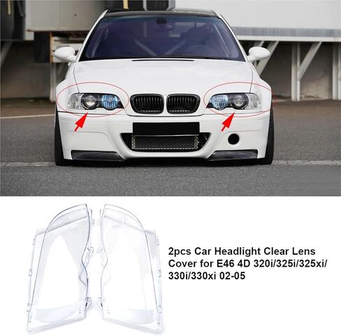 2 قطعة سيارة العلوي واضح غطاء للعدسات متوافق ل E46 4D 320i/325i/325xi/330i/330xi 02 ‑ 05 63126924043 63126924044 اكسسوارات السيارات in Saudi Arabia