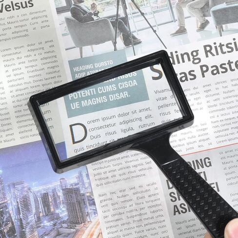 عدسة مكبرة مستطيلة للقراءة 10 مرات، نظارات مكبرة كبيرة محمولة باليد، عدسة زجاجية مقاومة للخدش لمراقبة هوايات القراءة وإصلاح استكشاف الطبيعة (منطقة عرض أفقية كبيرة) in Kuwait